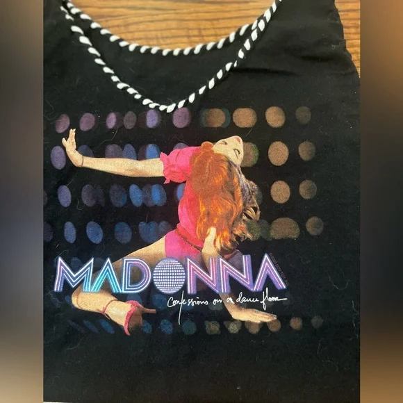 Women’s Custom Boutique MADONNA Black Tank Top T Shirt Size Medium - Picture 6 of 6